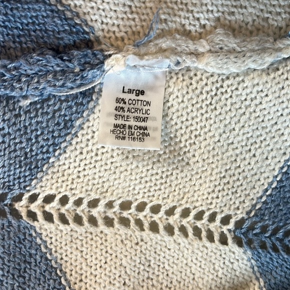 Poof Boutique Pointelle Knit Chevron Open Front Waterfall Cardigan - Size Large - Picture 11 of 12